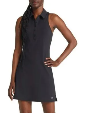 Alo Yoga Charmed Tennis Dress Point Collar Black Size XS thumbnail 1