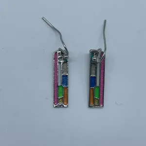 New multicolored square geometric fashion earrings thumbnail 3