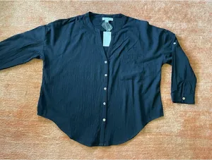 NWT BigHit black cotton button down shirt L Black Size L thumbnail 1