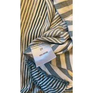 Jane + Delancey Striped Tunic Womens Size 2X Blue White Roll Tab Rayon Oversized thumbnail 6