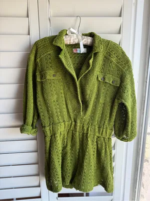 Free People Olive Green Knit Romper with Button Front sz S thumbnail 3