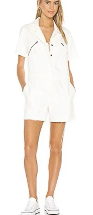 Pistola Candice Romper Medium White Snap Front Utility Denim‎ Casual Zip Pockets thumbnail 1