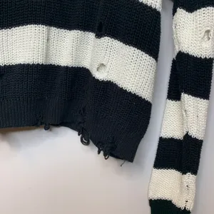 Distressed Black and White Pullover Sweater thumbnail 6