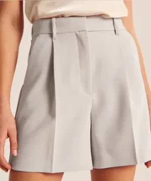 Abercrombie Ultra High Rise Tailored Pleated Shorts Gray NWT S thumbnail 1
