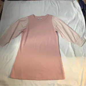 Free Assembly Pink Smocked Sleeve Mini Shift Dress L Casual Classic Preppy thumbnail 4