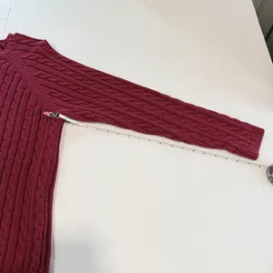 LL Bean Magenta Pink Pullover Cable Crew Neck Long Sleeve Cotton Sweater XL thumbnail 6