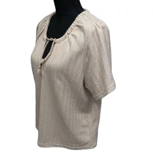 Madewell Women's Size M Medium Pointelle Tie Neck Tunic Avalon Pink‎ Top thumbnail 4