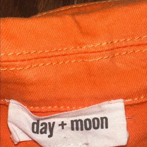 Day + Moon Stylish Orange Wrap denim Romper size small thumbnail 3