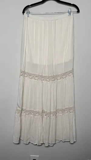 White Tiered Peasant Long Skirt thumbnail 1