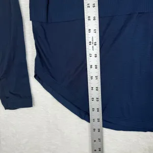 FP Movement Free People Navy Blue Ribbed Henley Long Sleeve Thumbhole Top S thumbnail 4