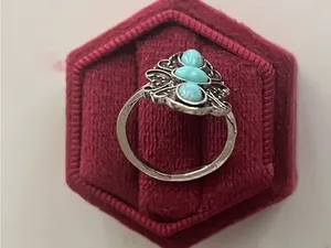 Vintage Bohemian Design Faux Turquoise Statement Ring Size 7 NWT thumbnail 3