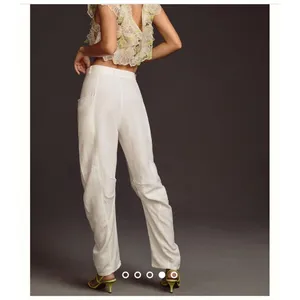 Anthropologie Pilcro Tucked-Knee Tapered Trousers Linen Size 29 White‎ thumbnail 12