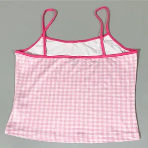 Hello Kitty Pastel Pink Plaid Checkered Graphic Tank Crop Top Cami Camisole Tee T-Shirt Size S 🎀✨ thumbnail 2