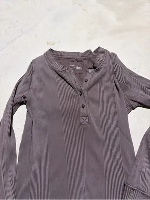 Aerie Long Sleeve Ribbed Henley Top large thumbnail 5
