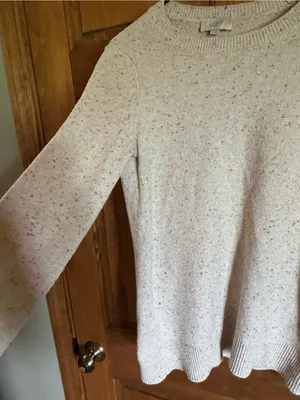 LOFT Cream Speckled Crewneck Sweater thumbnail 5