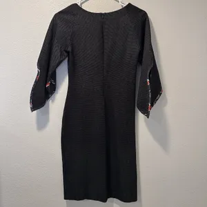 Emporio‎ Armani Size-38 US-2 Women's Dress Black Knit Petal 3/4 Sleeve thumbnail 3