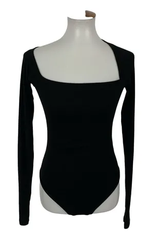 Alix NYC Bodysuit Medium Black Long Sleeve Slim Fit Sexy Club Minimal thumbnail 1