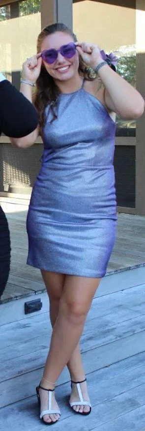 Purple Sparkly Homecoming Dress thumbnail 1