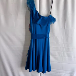 NWT Nue by Shani Blue Flutter Sleeve‎ Midi Sundress formal cocktail dress thumbnail 4