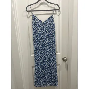 Reformation Dietrich Blue Floral Crepe Midi Dress Sz 4 thumbnail 3