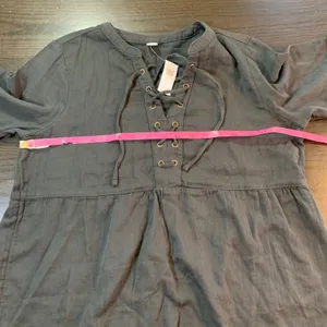 Old Navy Black Lace-Up Peplum Blouse M NWT Boho Cottagecore Festival Top Witchy Soft Goth thumbnail 5