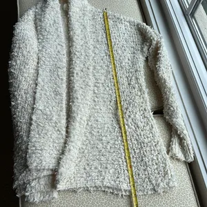 Anthropologie Akemi & Kin Cream Eyelash Open Front Cardigan size SX Oversized thumbnail 8