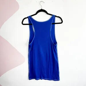 Abercrombie & Fitch Tank Top Womens‎ XL Blue Ribbed Y2K Long Fitted thumbnail 3