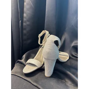Worthington Beckwith Silver Glitter Block Heel Sandals Ankle Strap‎ Womens 11M thumbnail 3