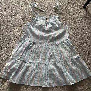 Maeve by Anthropologie Gauzy Tiered Dress Cover Up Light Blue Pink Stripe‎ XS thumbnail 9