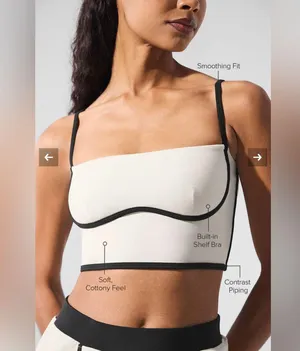 Alo Yoga NWT Airbrush Streamline Bra Tank Top Ivory Black Size S thumbnail 2