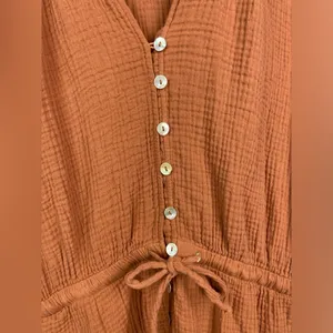 Jacks Surfboards Orange Brown‎ Cotton Gauze Short Sleeve Romper thumbnail 3