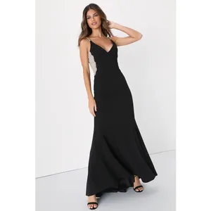 NWOT Lulus True Luxe Black Rhinestone Cutout Sleeveless Maxi Dress Wedding Sz M thumbnail 2