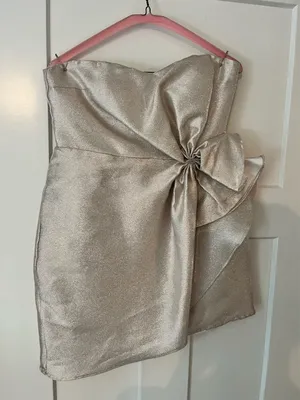 Strapless Gold Bow Dress Size 6 thumbnail 2