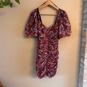 ZARA Shimmer‎ Floral Puff Sleeve Mini Dress thumbnail 2