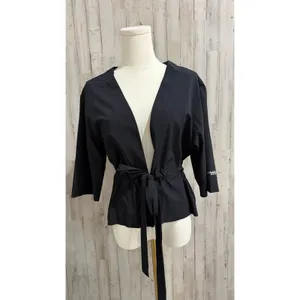 Columbia PFG Jacket‎ Womens Petite Small Black Open Front Wrap Tie Waist 3/4 thumbnail 7