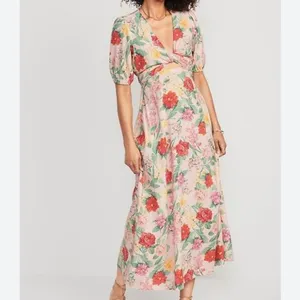 Fit and Flare floral Linen Blend twist- Front Maxi Dress size Medium by … thumbnail 2