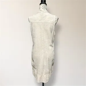 Blanco by Nature L Beige Gauze Sleeveless Mini‎ Dress Button Front Pockets Boho thumbnail 5