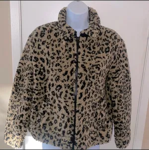 Leopard Print Teddy Jacket Brown And Black XS thumbnail 3