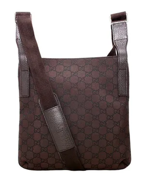 Gucci GG Nylon Crossbody Messenger Bag- Chocolate Brown thumbnail 1