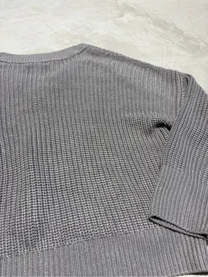 Abercrombie & fitch Cropped V-Neck knit Sweater grey taupe large thumbnail 7