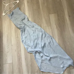 Lucy in the Sky Maxi Dress satin cowl high slit womens Blue medium wedding party thumbnail 1