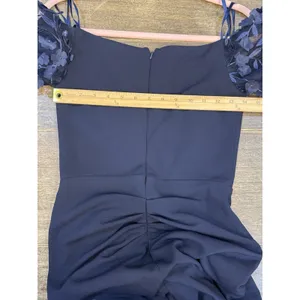Xscape "BERNICE" TECHNO‎ SCUBA 3D FLORAL SLEEVE FLOOR LENGTH DRESS Navy Size 4 thumbnail 9
