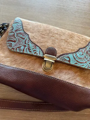 Myra Bags Ridge Morning Glory Leather and Hairon Crossbody thumbnail 2