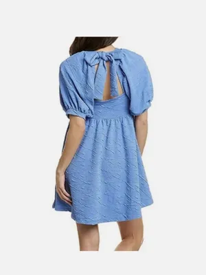 Free People Violet Puff Sleeve Mini Dress Sky Blue Size Small thumbnail 2