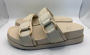 A New Day Women’s Cream Platform Slide Sandals Gold Ring Minimalist Y2K Chic 6.5 thumbnail 1