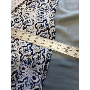 Athleta 100% Linen Tribal Print Racerback Tank Top Women Large Blue White thumbnail 6