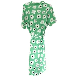 Monki ASOS Green White Floral Retro Tie Waist Button Mini Dress XS thumbnail 2