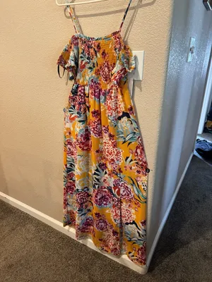 Enfocus Studio Mustard Floral Off-Shoulder Maxi Dress thumbnail 6