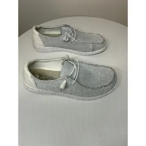 the HEYDUDE Women's Wendy Sox slip-on shoes in stone white 9 Comfy Casual thumbnail 3