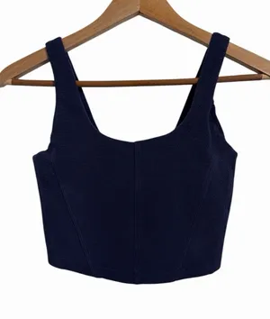 OFFLINE by Aerie Navy Blue Textured Cropped‎ Corset Top XS TP thumbnail 1